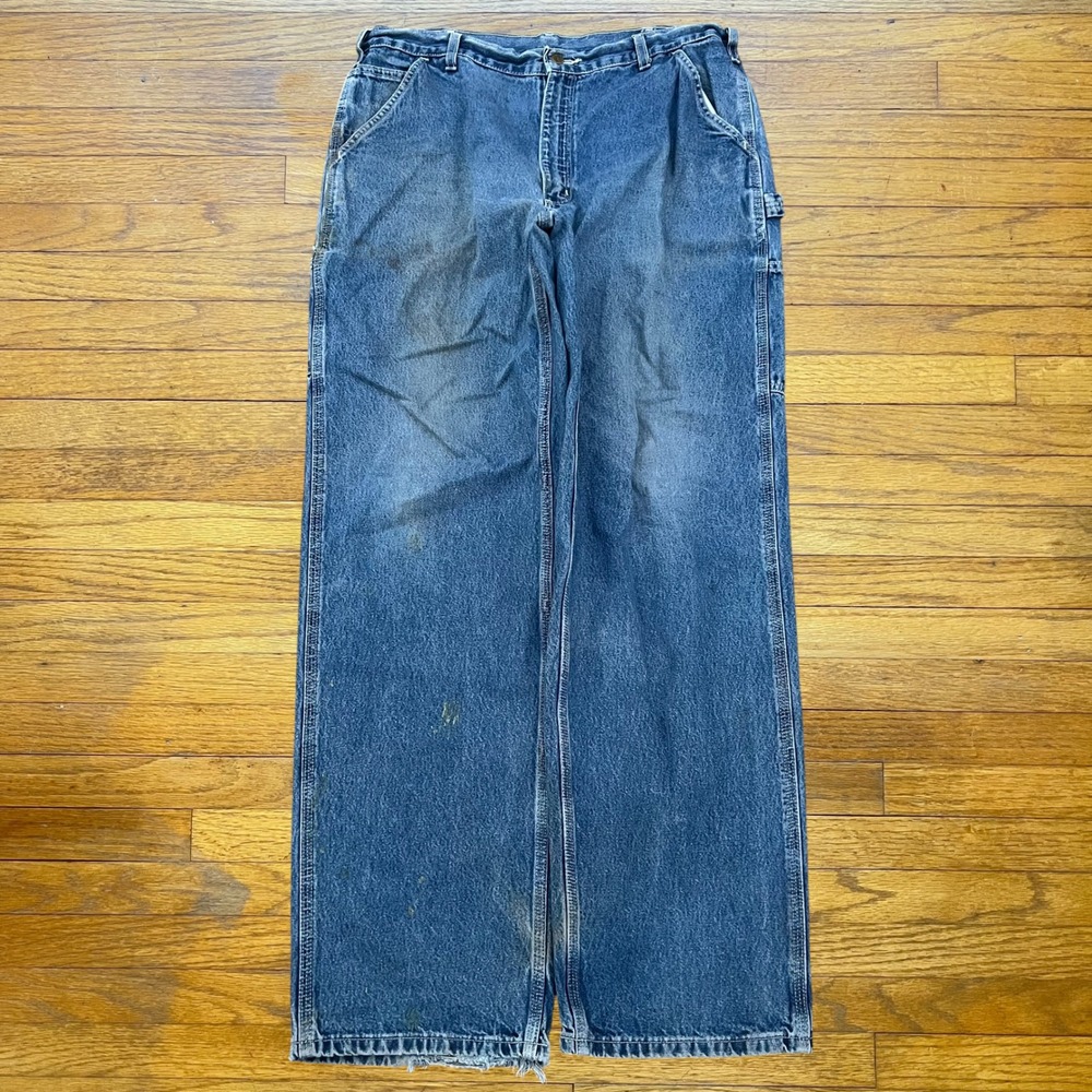 Carhartt B13-DST Loose Fit Carpenter Jeans Blue Denim Mens 38x34 Distressed